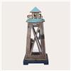 KeyHome Store Lanterna in Legno Marrone con Vetro e Cupola Azzurra
