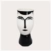 KeyHome Store Vaso Volto Moderno in Ceramica Bianco e Nero