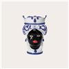 KeyHome Store Vaso Testa Di Moro Donna in Ceramica Blu Piccolo H. 20 cm