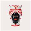 KeyHome Store Vaso Testa di Moro Donna in Ceramica Rossa Piccolo