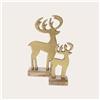 KeyHome Store Cervi Dorati Decorativi su Base in Legno