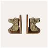 KeyHome Store Fermalibri Busto di Cani in Metallo Dorato su Supporto in Legno