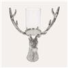 KeyHome Store Portacandela Testa di Cervo in Nickel Argento H.37 cm