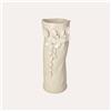 KeyHome Store Vaso Cilindrico Color Sabbia in Ceramica con Decorazioni di Petali - h. 34 cm