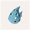 KeyHome Store Statuina Pesce in Ceramica Azzurra con LED Integrato