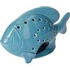 KeyHome Store Statuina Portacandela Pesce in Ceramica Lucida Traforata