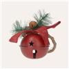 KeyHome Store Pallina di Natale Rossa in Metallo con Sonaglio e Rametto