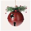 KeyHome Store Palla Natalizia Rossa in Metallo con Sonaglio e Pino
