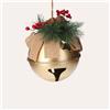 KeyHome Store Palla Natalizia Dorata in Metallo con Sonaglio Festoso