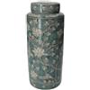 KeyHome Store Potiche in Porcellana Verde Marino con Arabesque Bianchi