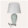 KeyHome Store Lampada con Arabesque Bianchi in Porcellana Verde Marino H.36 cm