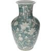 KeyHome Store Vaso in Porcellana Verde Marino con Arabesque Bianchi