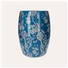 KeyHome Store Pouf in Porcellana Decorato con Fiori e Farfalle Bianchi