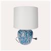 KeyHome Store Lampada Decorativa in Porcellana Blu con Fiori e Farfalle