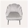 KeyHome Store Poltrona a Ventaglio in Velluto Grigio con Gambe Nere