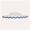KeyHome Store Paralume In Ceramica Ondulato Bianco Con Bordo Blu