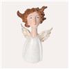 KeyHome Store Statua Angelo con Ali Dorate in Resina Bianco H. 26 cm