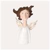 KeyHome Store Statua Angelo Decorativo in Resina Bianco con Ali Dorate