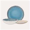 KeyHome Store Servizio di 12 (4+4+4)Piatti in Ceramica Azzurra con Motivi a Corallo