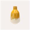 KeyHome Store Vaso Anfora in Ceramica Giallo Ocra H. 28 cm