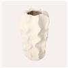 KeyHome Store Vasetto in Ceramica Avorio con Motivo Ondulato