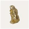 KeyHome Store Coniglio Decorativo in Resina Color Oro con fiocco H. 14 cm
