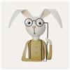 KeyHome Store Coniglio con Occhiali Beige in Latta H. 30 cm