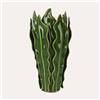 KeyHome Store Vaso Decorativo in Ceramica con Foglie Verde H.31 x Ø18 cm