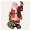 KeyHome Store Statua Babbo Natale con Pino e Lanterna in Resina 63x40x24 cm