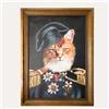 KeyHome Store Quadro Gatto Militare con Cornice in Legno