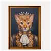 KeyHome Store Quadro Gatto con Corona Stile Vintage con Cornice in Legno