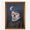 KeyHome Store Quadro Nobil Cane Stile Vintage con Cornice in Legno