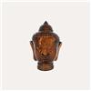 KeyHome Store Testa Buddha Decorativa in Vetro Ambra H. 30 cm