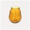 KeyHome Store Vaso rigato bombato giallo in Vetro h.23 x d.20 cm