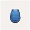 KeyHome Store Vaso rigato bombato cobalto in Vetro h.23 x d.20 cm