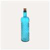 KeyHome Store Bottiglia in Vetro turchese con tappo H.25x6,5 cm