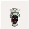 KeyHome Store Vaso testa donna in Ceramica Verde Piccolo H. 20 cm Ø14