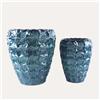 KeyHome Store Set 2 Vasi in Terracotta Blu Bugnato D48 H53