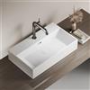 EMKE Lavabo in ceramica, design rettangolare, con foro per rubinetto, per bagno degli ospiti, 600 x 360 x 130 mm, bianco