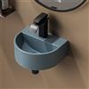 EMKE Lavabo ovale da 30,3 x 25,5 x 12 cm, montaggio a parete, in ceramica, per WC degli ospiti e bagno, lavabo di design, lavabo sospeso, blu pastello opaco