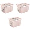 keeeper karolina - 3 contenitori Minnie con coperchio, girevoli e impilabili, per bambini, 30 l, rosa nordico