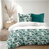Home Linge Passion Parure copripiumino 240 x 260 cm - 3 pezzi - morbido percalle di cotone - fodera + federa - verde - Modello La Nomade