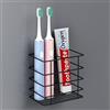 Oasiteege Portaspazzolino adesivo da parete, organizer per dentifricio a ventosa, per doccia, porta rasoio, vassoio portaoggetti con drenaggio, accessori da bagno e decorazione nera