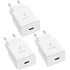 Mijun 3-Pack Caricatore USB C per Samsung, 15W Type-C Caricabatterie Alimentazione Veloce, PD 3.0 Spinotto USBC per Samsung Galaxy S23 S22 S21 S20 FE S10 S9 S8, Z Fold3, Z Flip3 5G, Note8/9 e Serie A