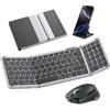 OMOTON Tastiera e mouse wireless pieghevole con tastierino numerico, tastiera bluetooth AZERTY ricaricabile, full-size portatile Keyboard per Android Windows iOS Mac iPad Tablet PC - grigio siderale