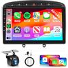 Hodozzy 4GB+64GB Android Autoradio Per Peugeot 308 308SW 408 2007-2015 Carplay Android Auto Wireless, Hodozzy 9 Pollici Touch Screen Auto Stereo 2 Din GPS Navigazione WiFi, Bluetooth, DSP, FM/RDS+Retrocamera