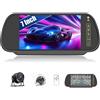CAMECHO 7'' HD Schermo Tattile Visione Notturna a Colori 1080P Telecamera Posteriore con Monitor, Telecamera Posteriore per Auto con IP66, Grandangolo 105° per Camion/Camper/Furgone 12-24V