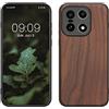 kwmobile Custodia Compatibile con OnePlus 15 Cover - Protezione in Legno per Smartphone - Back Case con Bumper in Silicone TPU - Marrone Scuro Legna