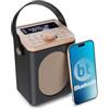 MAJORITY Little Shelford Radio Portatile DAB+ FM | Radio Bluetooth | Radiolina Alimentazione a Batteria e Tramite rete Elettrica | Doppio Allarme DAB da Casa | Radiolina Tavolo con 40 preset (Nero)