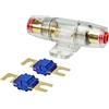 tomzz Audio 5800-054 Mini portafusibile ANL trasparente per cavi fino a 25qmm 2 x 60A fusibile